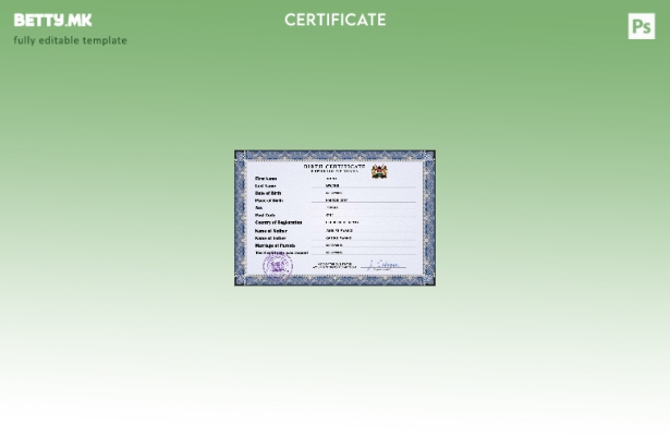 модерен стил шаблон за PSD извод од матична книга на родените во Кенија